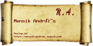 Mensik András névjegykártya
